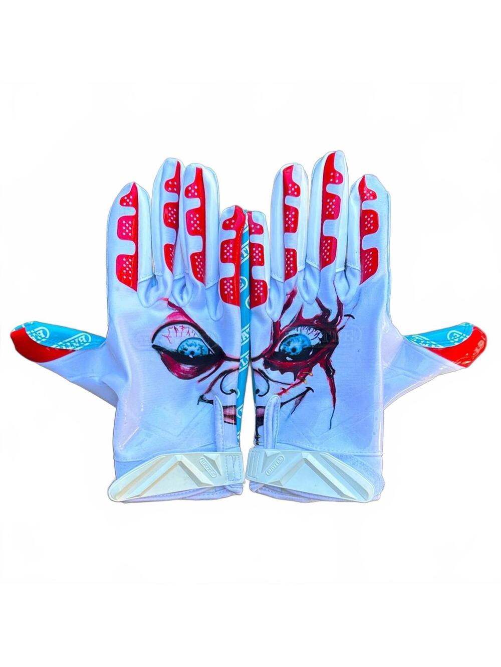 Battle Sports Lil Evil Red, White & Blue Football Receiver Gloves | Adult Medium